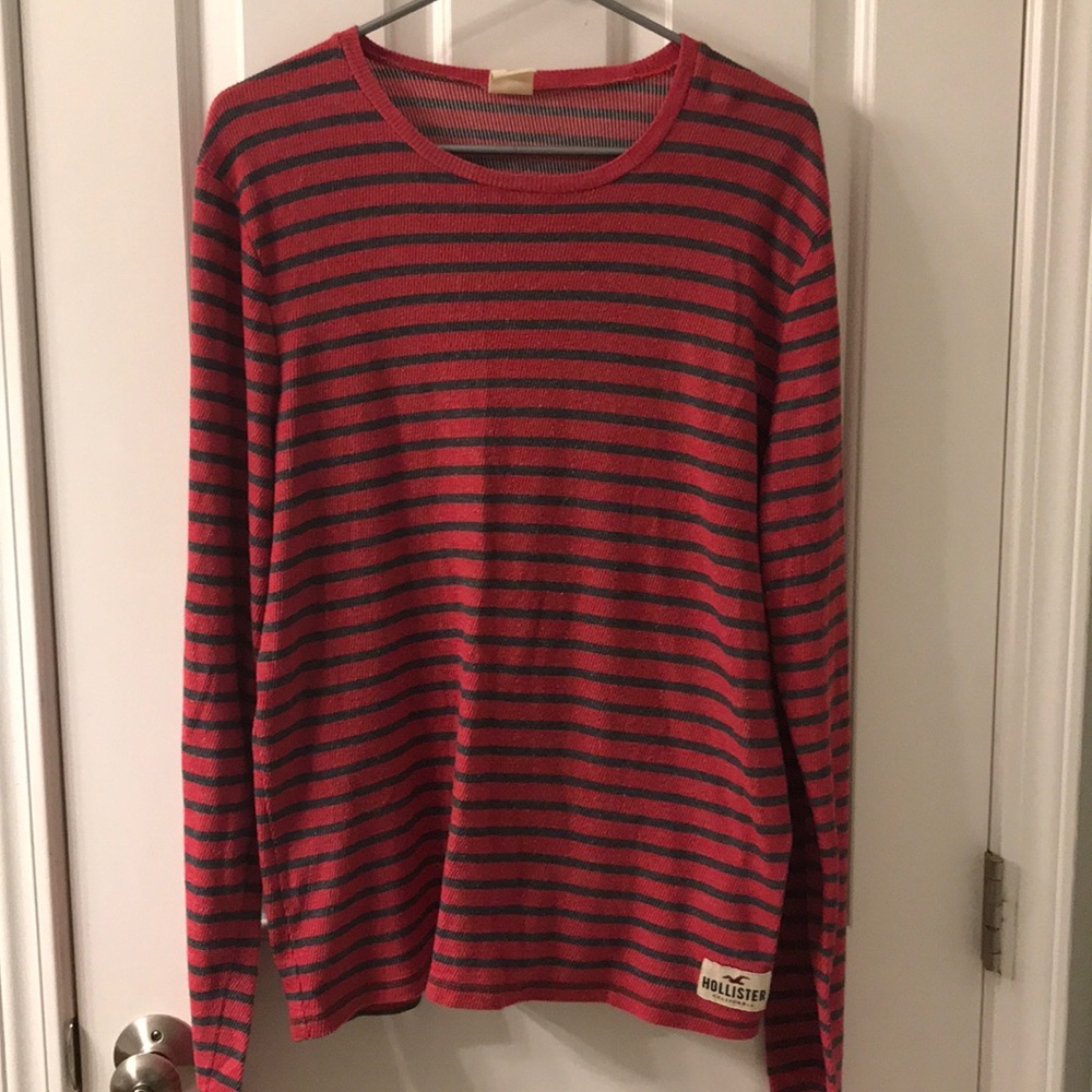 Hollister Red & Grey Striped Sweater
